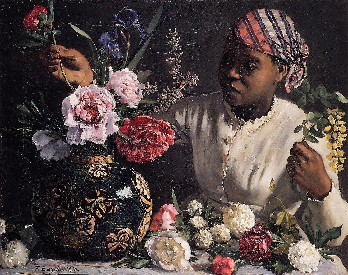 Frederic Bazille African woman with Peonies